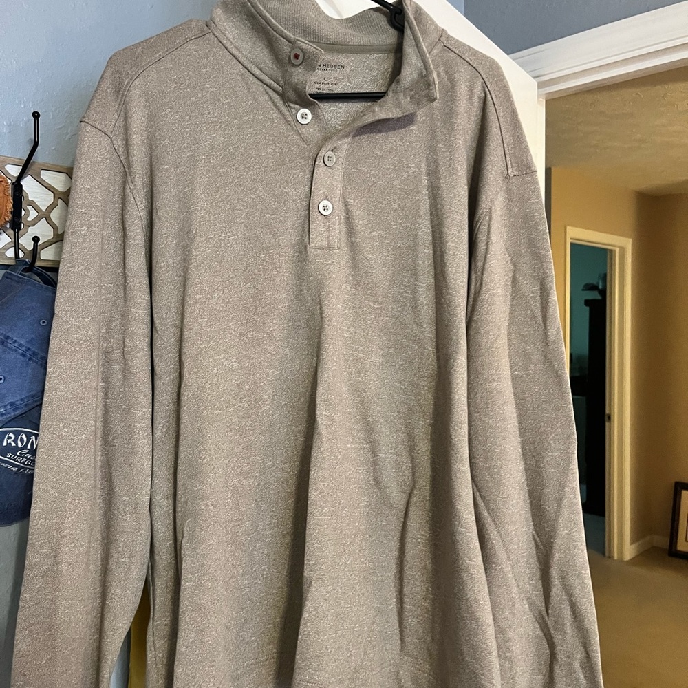 Beige Half Button up Sweatshirt